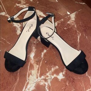 Elegant Block Black Heels with Ankle Straps